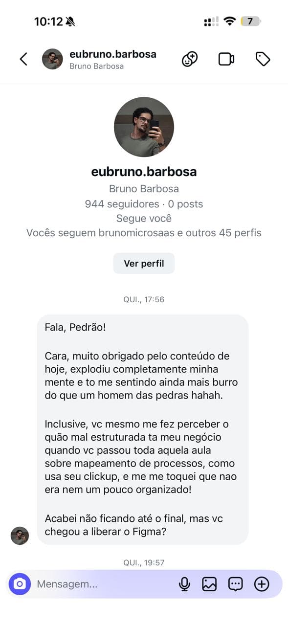 Reação sobre a estrutura do próprio negócio após conhecer o método SINKRA