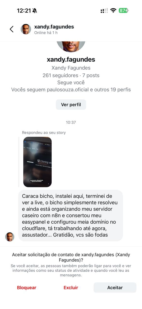 Reação espontânea após aplicar o que viu em uma live